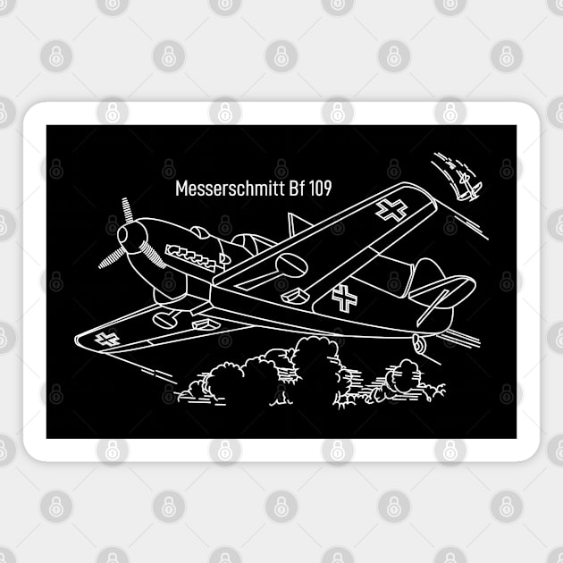 Messerschmitt Bf 109 German WW2 Fighter Plane in Action Scene Gift Magnet by Battlefields